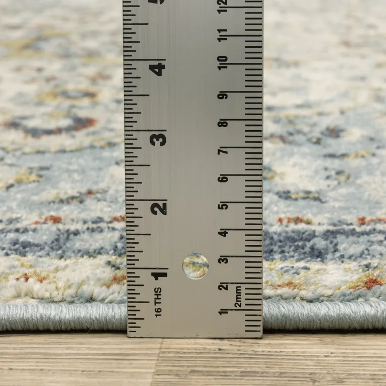 Blue Beige Rust Gold And Teal Oriental Power Loom Stain Resistant Area Rug Photo 3