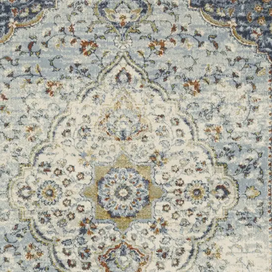 Blue And Beige Oriental Distressed Area Rug Photo 6