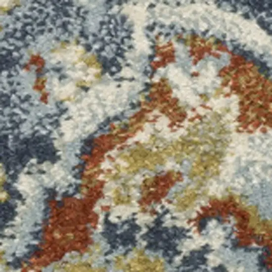 6' X 9' Blue Beige Rust Gold And Teal Oriental Power Loom Stain Resistant Area Rug Photo 5