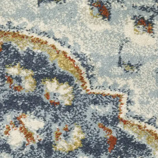 Blue And Beige Oriental Distressed Area Rug Photo 8