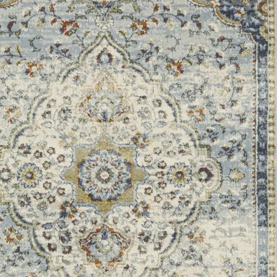 Blue And Beige Oriental Distressed Area Rug Photo 6