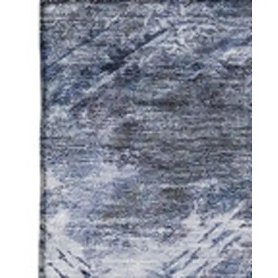 Blue Black And Gray Abstract Washable Area Rug With UV Protection Photo 3