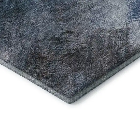 Blue Black And Gray Abstract Washable Area Rug With UV Protection Photo 9