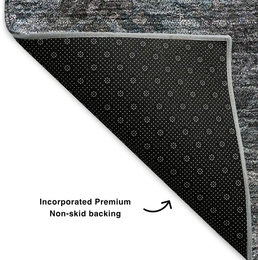 Blue Black And Gray Abstract Washable Area Rug With UV Protection Photo 8