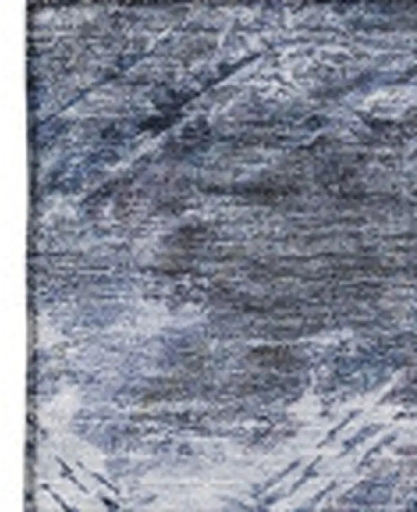 Blue Black And Gray Abstract Washable Area Rug With UV Protection Photo 4