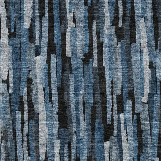 Blue Black And Gray Striped Washable Indoor Outdoor Area Rug Photo 5