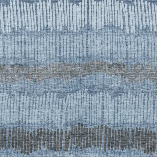 Blue Black And Gray Striped Washable Indoor Outdoor Area Rug Photo 7