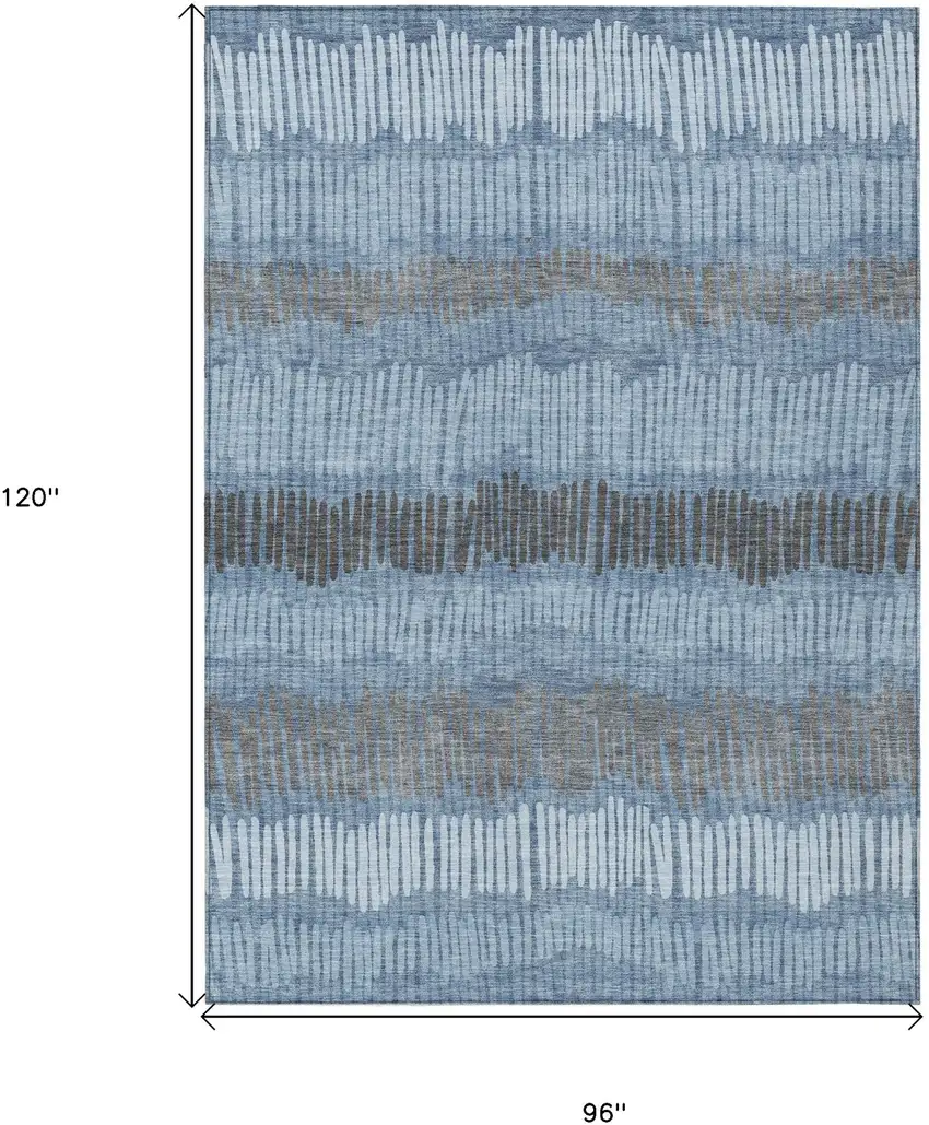Blue Black And Gray Striped Washable Indoor Outdoor Area Rug Photo 3