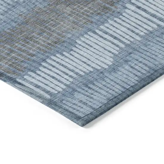 Blue Black And Gray Striped Washable Indoor Outdoor Area Rug Photo 7