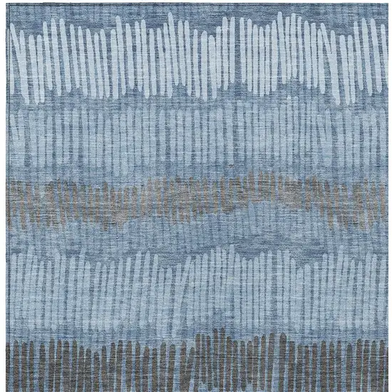 Blue Black And Gray Striped Washable Indoor Outdoor Area Rug Photo 4
