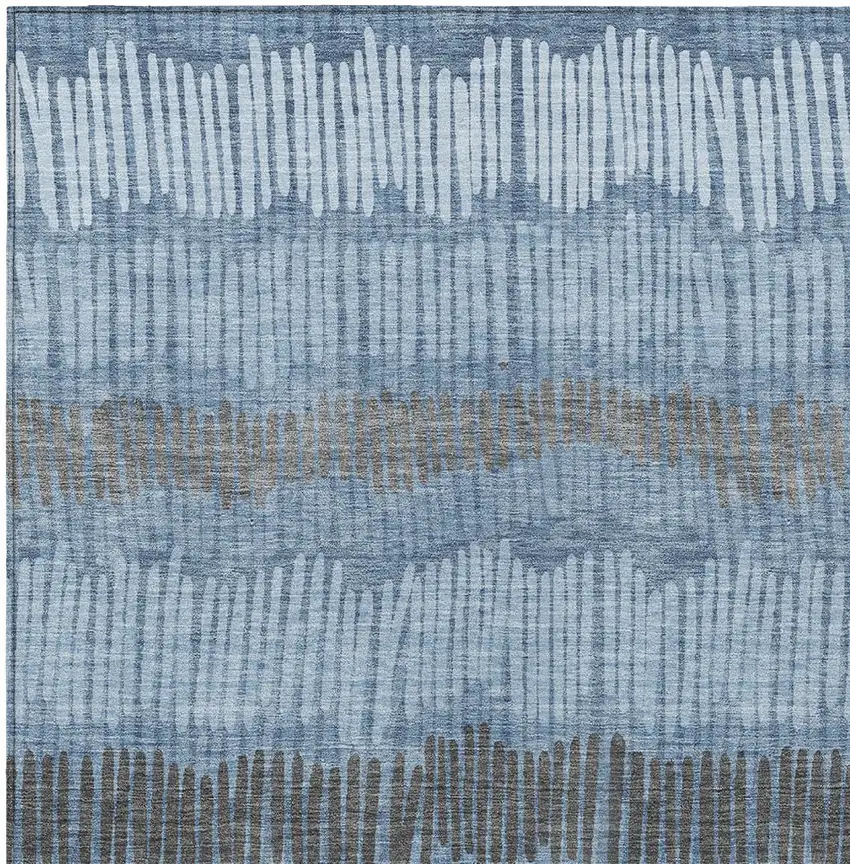 Blue Black And Gray Striped Washable Indoor Outdoor Area Rug Photo 4