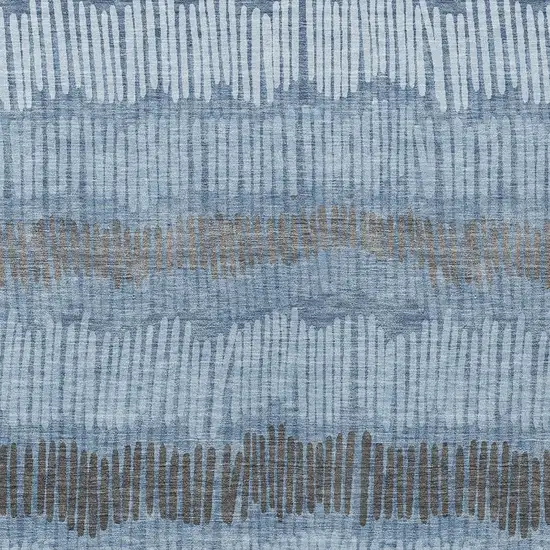 Blue Black And Gray Striped Washable Indoor Outdoor Area Rug Photo 7