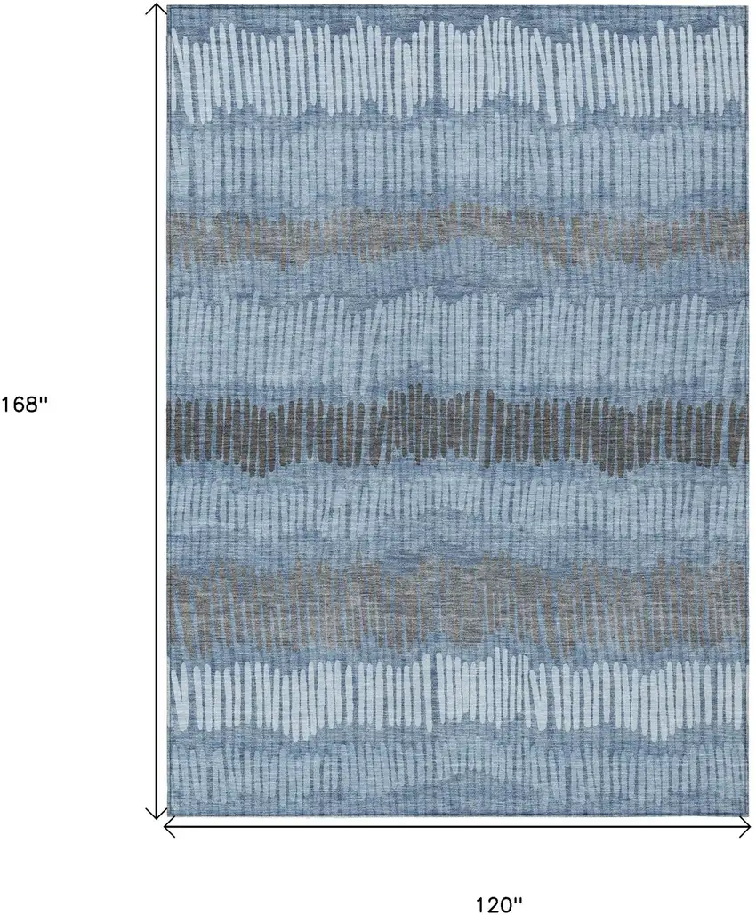 Blue Black And Gray Striped Washable Indoor Outdoor Area Rug Photo 3