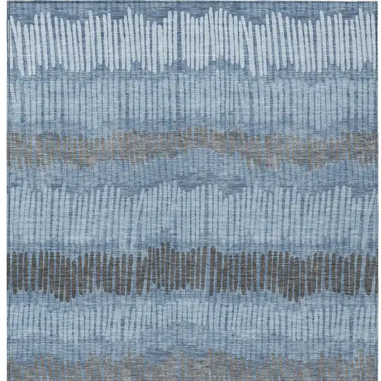 Blue Black And Gray Striped Washable Indoor Outdoor Area Rug Photo 8