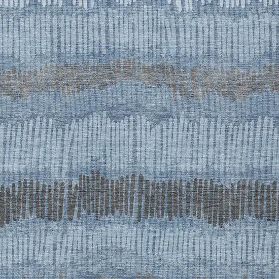 Blue Black And Gray Striped Washable Indoor Outdoor Area Rug Photo 7