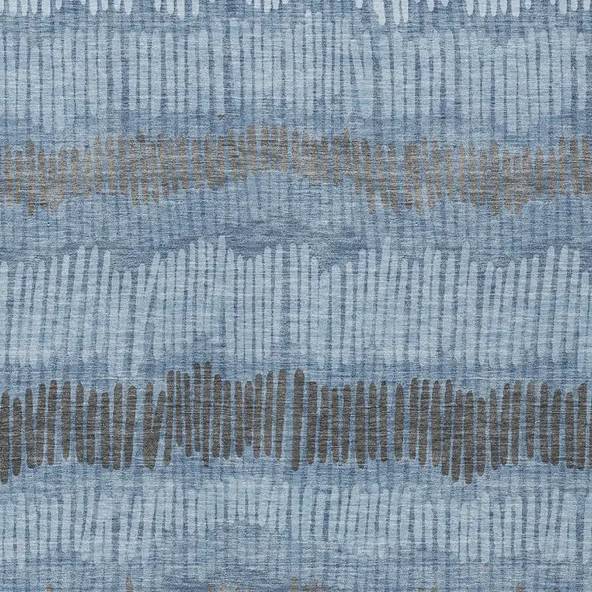 Blue Black And Gray Striped Washable Indoor Outdoor Area Rug Photo 7