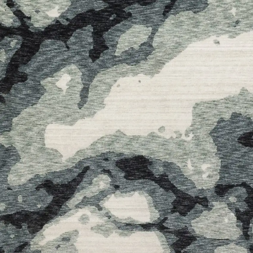 Blue Black And Ivory Abstract Area Rug With Fringe Photo 3