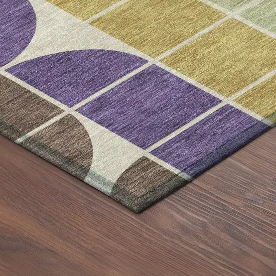 Blue Black Purple And Orange Geometric Washable Indoor Outdoor Area Rug Photo 9