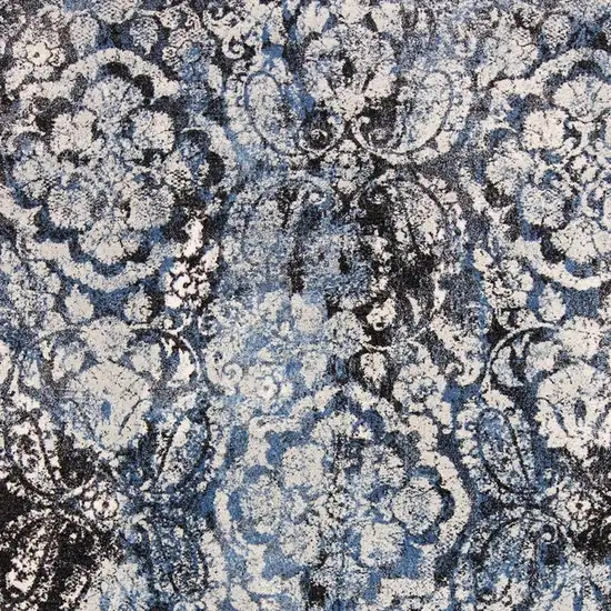 Blue Black and Ivory Abstract Power Loom Distressed Area Rug Photo 9