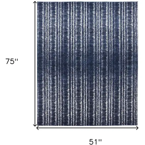 Blue Black and Ivory Power Loom Area Rug Photo 3