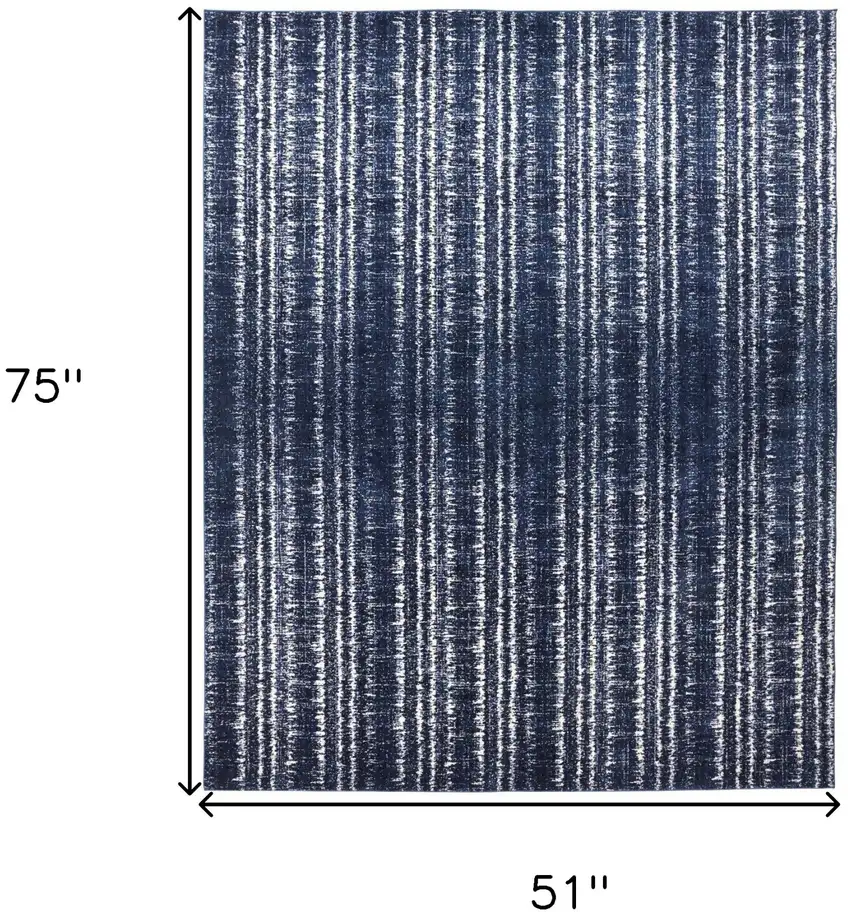 Blue Black and Ivory Power Loom Area Rug Photo 3