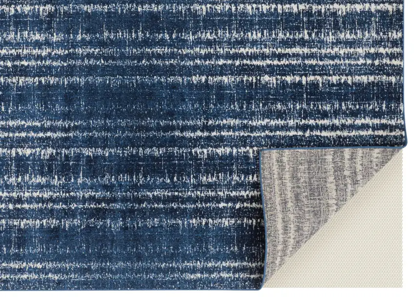 Blue Black and Ivory Power Loom Area Rug Photo 6