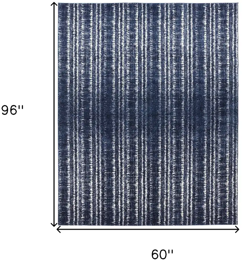 Blue Black and Ivory Power Loom Area Rug Photo 3