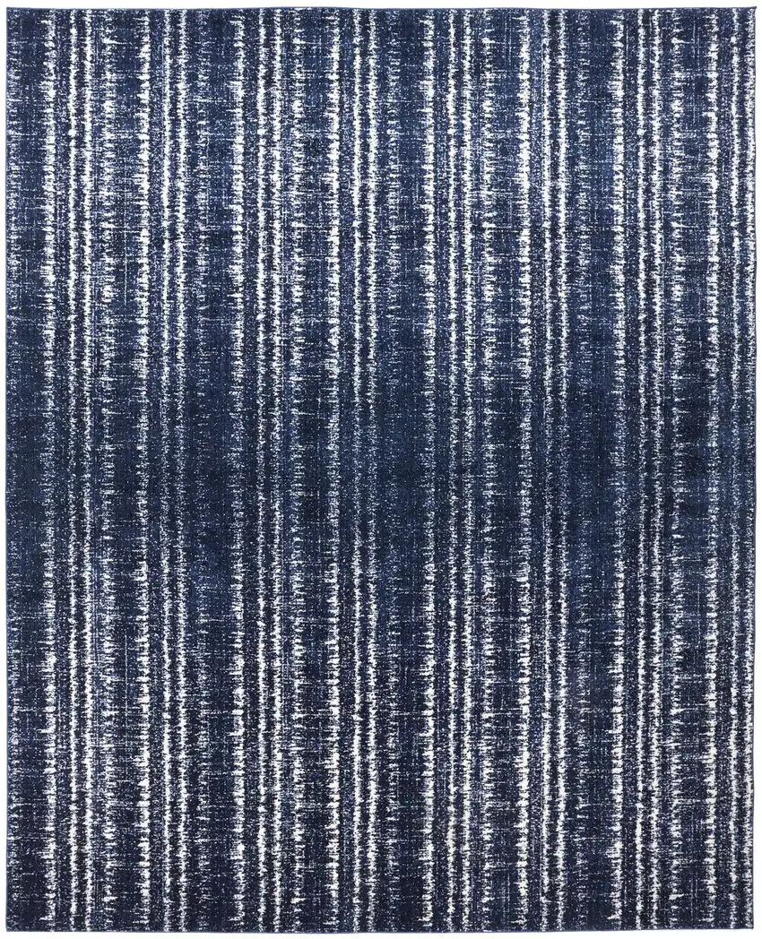Blue Black and Ivory Power Loom Area Rug Photo 5