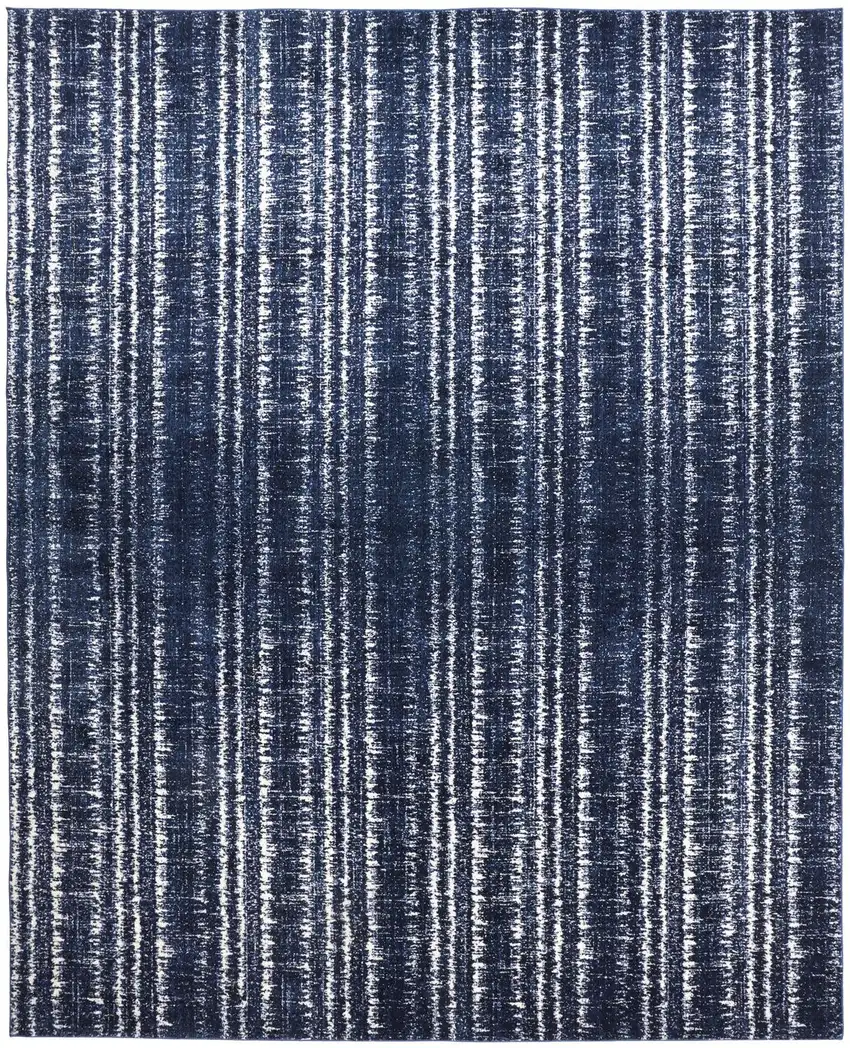 Blue Black and Ivory Power Loom Area Rug Photo 2