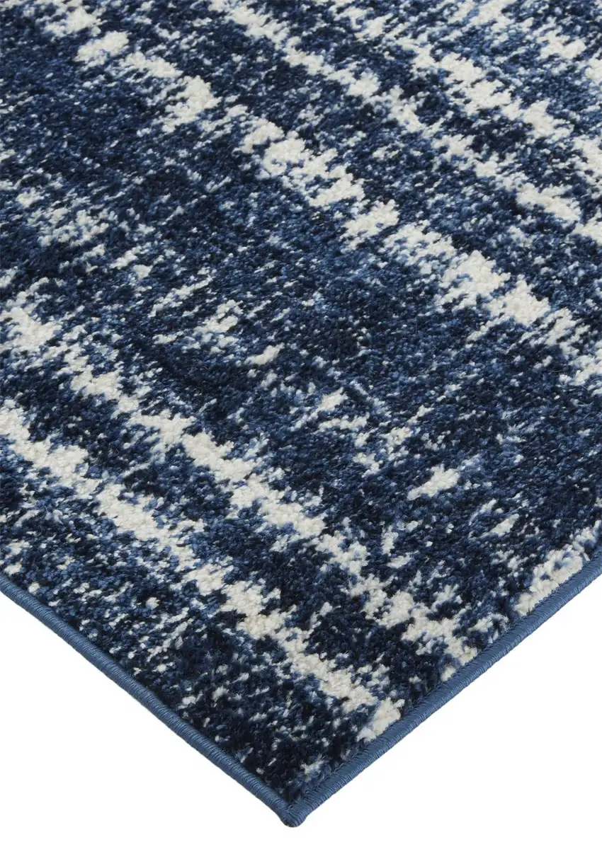 Blue Black and Ivory Power Loom Area Rug Photo 8
