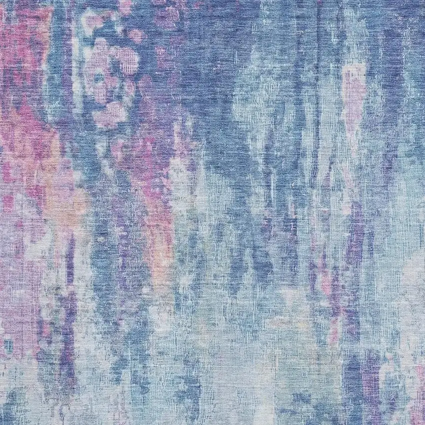 Blue Blush And Ivory Abstract Washable Area Rug With UV Protection Photo 2
