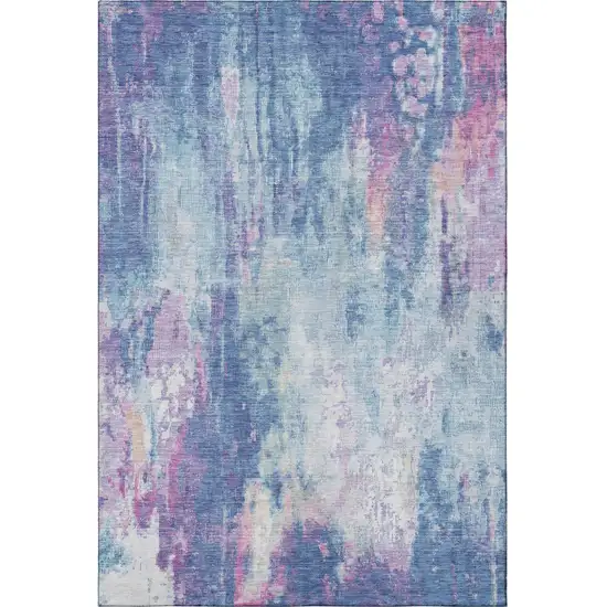 Blue Blush And Ivory Abstract Washable Area Rug With UV Protection Photo 3