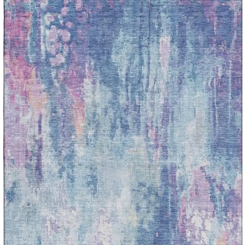 Blue Blush And Ivory Abstract Washable Area Rug With UV Protection Photo 2