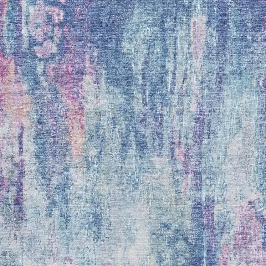 Blue Blush And Ivory Abstract Washable Area Rug With UV Protection Photo 2
