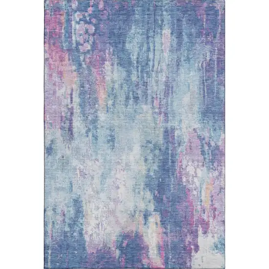 Blue Blush And Ivory Abstract Washable Area Rug With UV Protection Photo 1