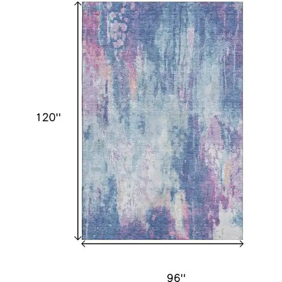 Blue Blush And Ivory Abstract Washable Area Rug With UV Protection Photo 8