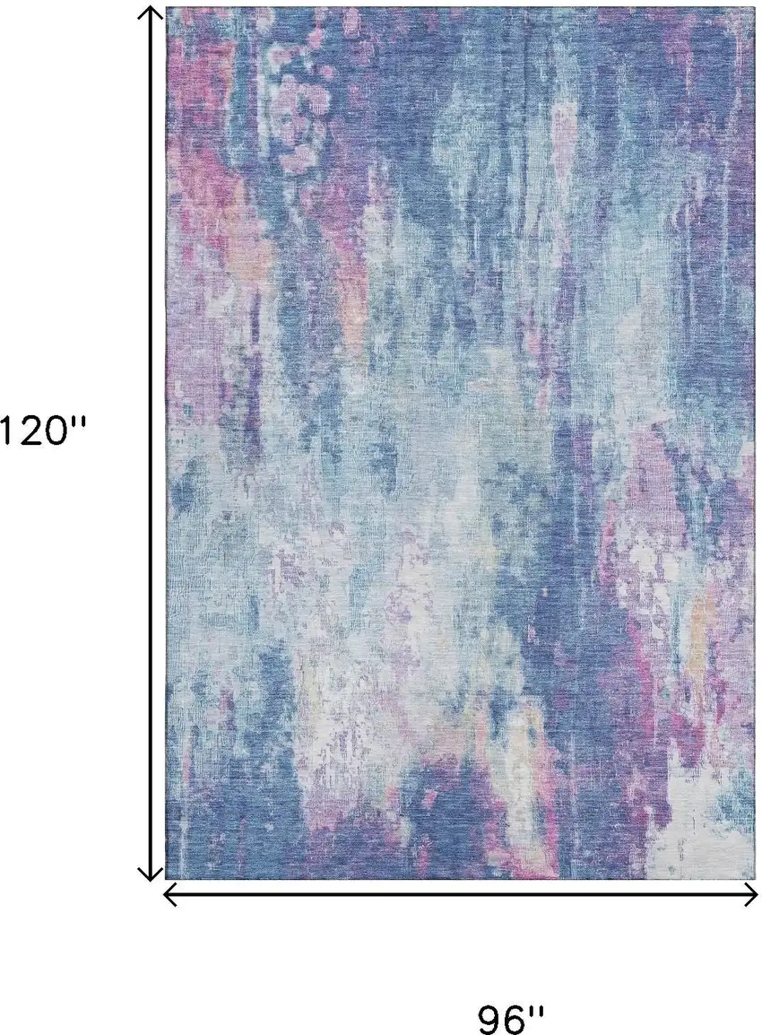 Blue Blush And Ivory Abstract Washable Area Rug With UV Protection Photo 8