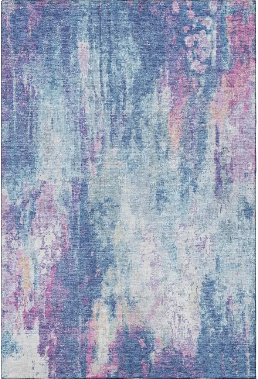 Blue Blush And Ivory Abstract Washable Area Rug With UV Protection Photo 3