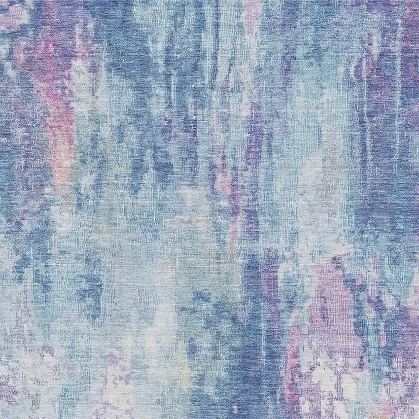 Blue Blush And Ivory Abstract Washable Area Rug With UV Protection Photo 2