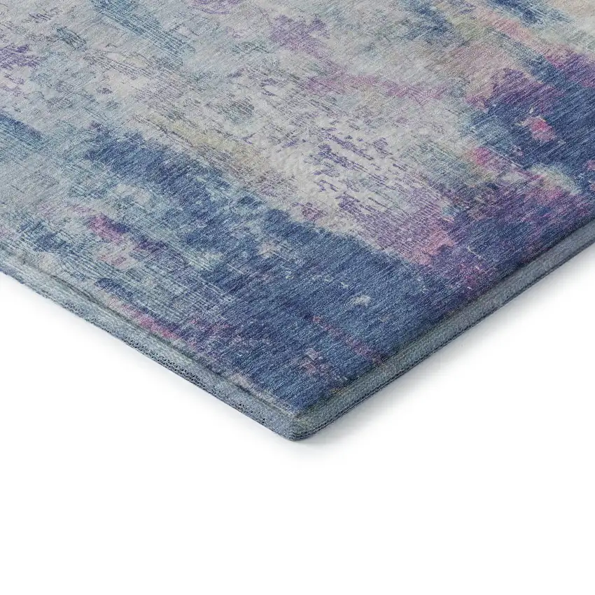 Blue Blush And Ivory Abstract Washable Area Rug With UV Protection Photo 7