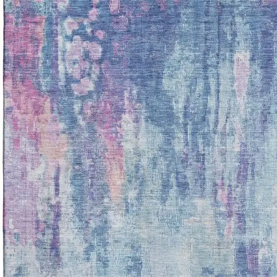 Blue Blush And Ivory Abstract Washable Area Rug With UV Protection Photo 2
