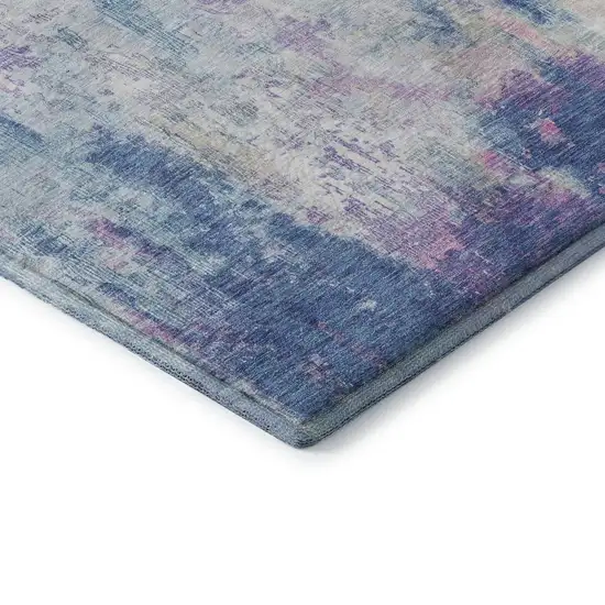 Blue Blush And Ivory Abstract Washable Area Rug With UV Protection Photo 7