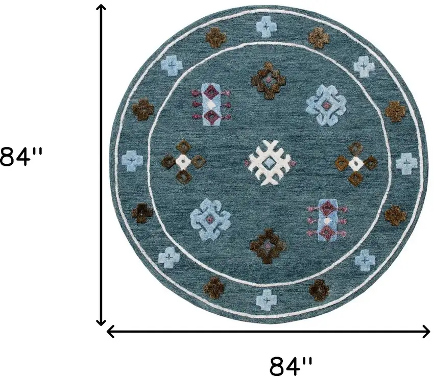 Blue Bordered Motif Area Rug Photo 7