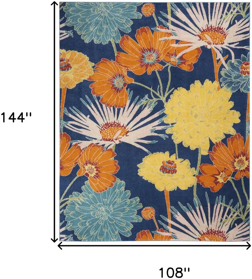 Blue Botanical Leaves Power Loom Area Rug Photo 3