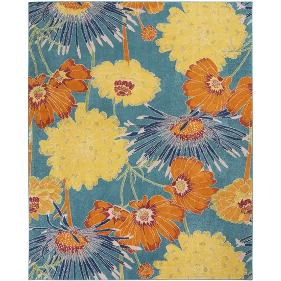 Blue Botanical Leaves Power Loom Area Rug Photo 1