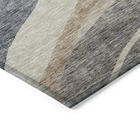 Blue Brown And Beige Abstract Washable Indoor Outdoor Area Rug Photo 3