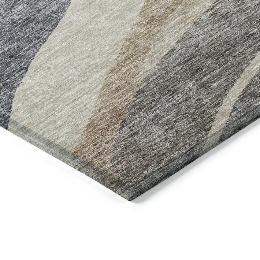 Blue Brown And Beige Abstract Washable Indoor Outdoor Area Rug Photo 3