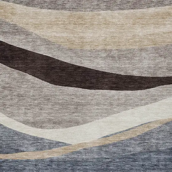 Blue Brown And Beige Abstract Washable Indoor Outdoor Area Rug Photo 5