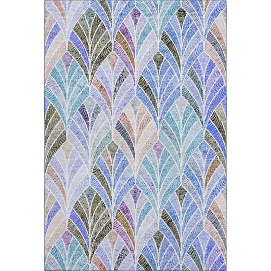 Blue Brown And Blush Geometric Washable Area Rug With UV Protection Photo 1