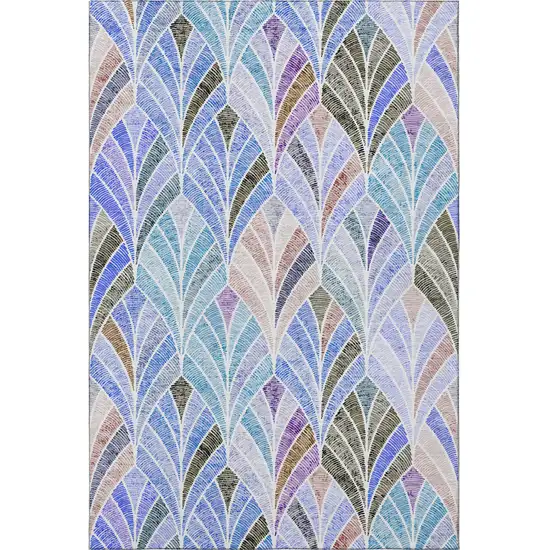 Blue Brown And Blush Geometric Washable Area Rug With UV Protection Photo 4